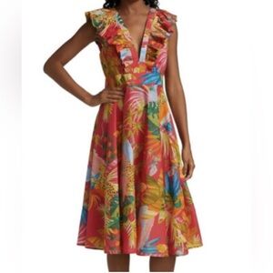 FARM Rio Tropical Jungle Midi Dress Small